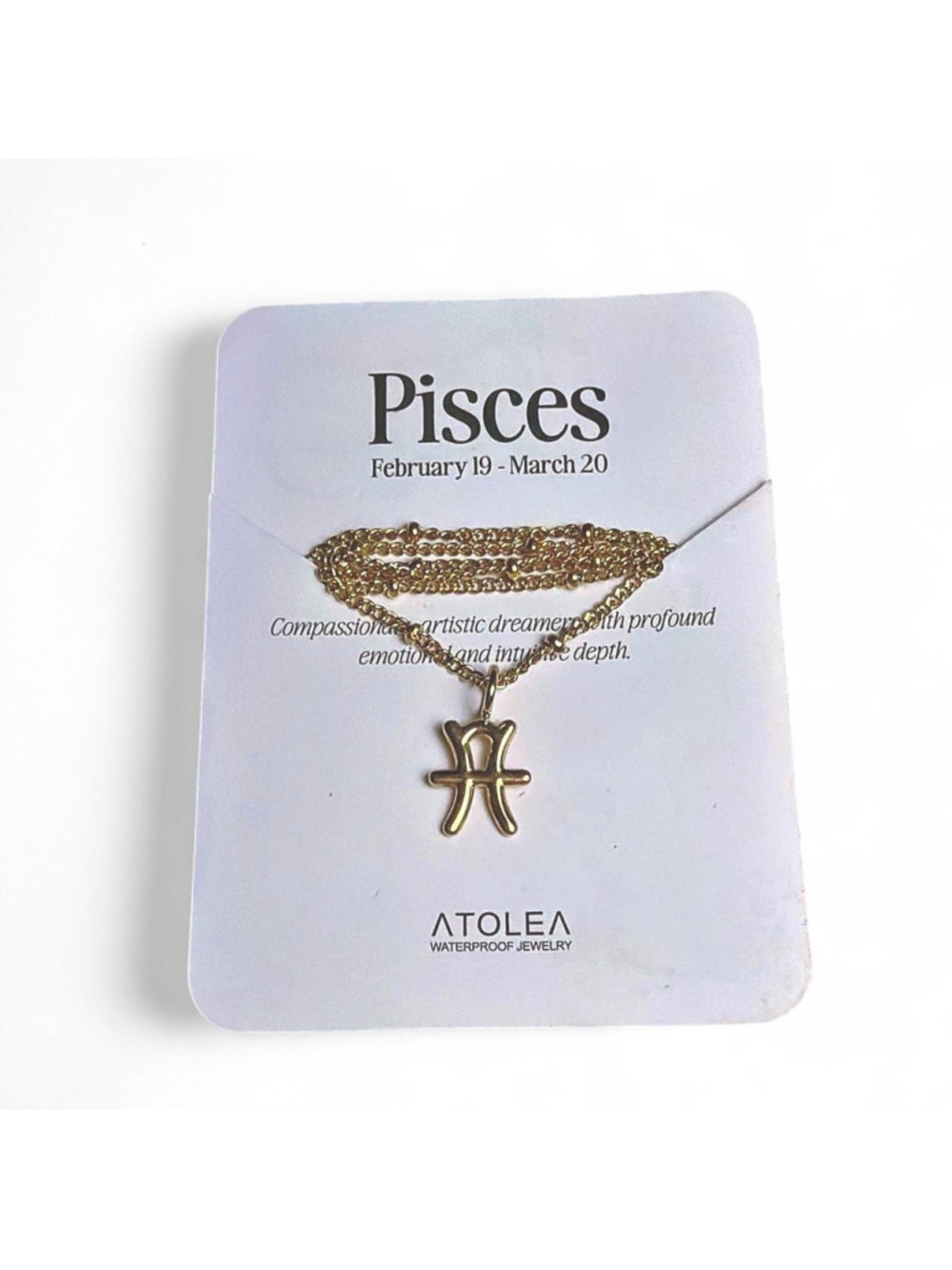Atolea gold plated necklace with Pisces zodiac symbol